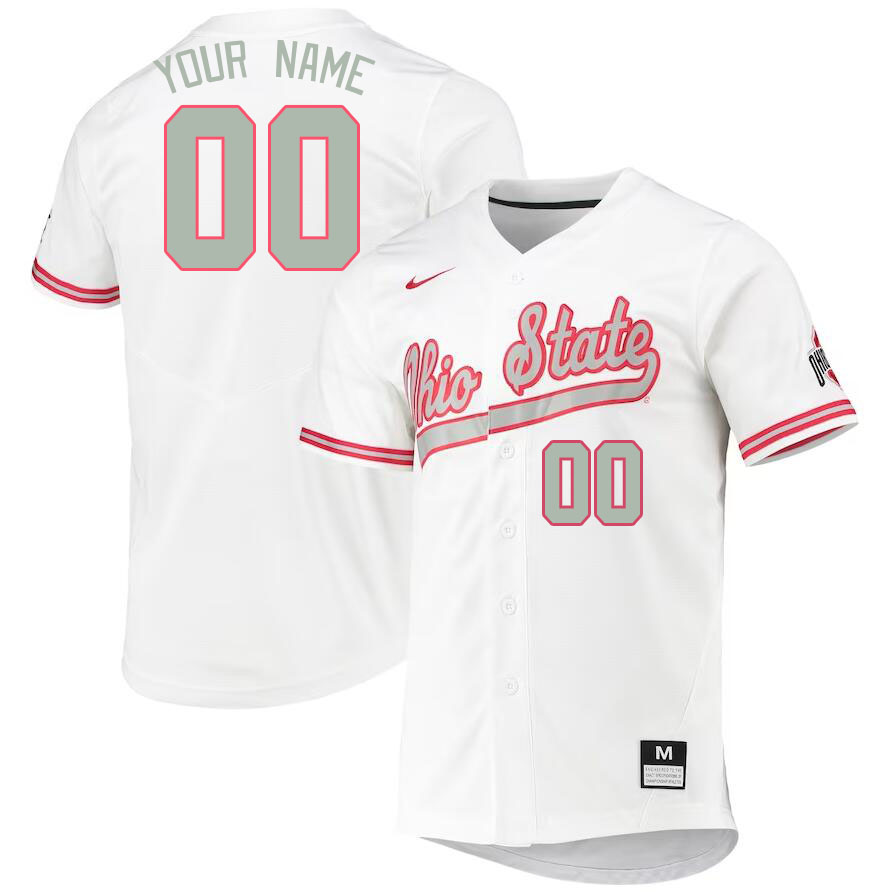 Custom Ohio State Buckeyes Name And Number College Baseball Jerseys Stitched-White